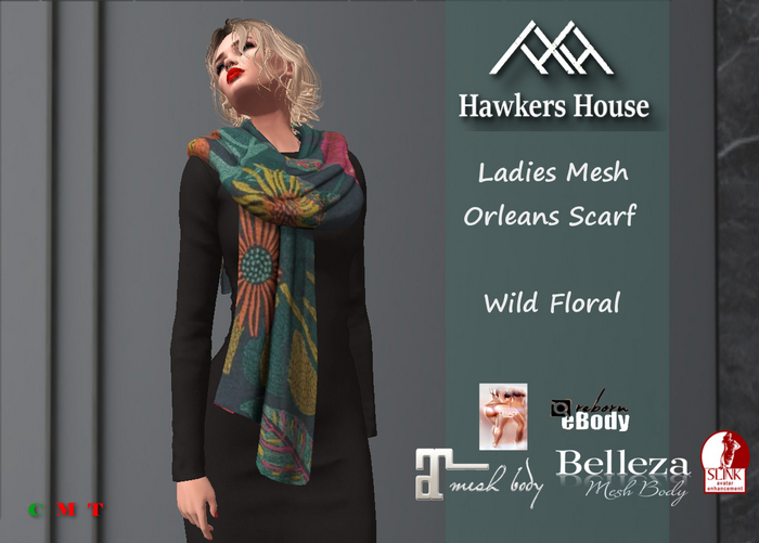 Second Life Marketplace *HH* Ladies Mesh Orleans Scarf Wild Floral